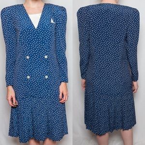 Vintage 80s Leslie Fay Drop Waist Dress